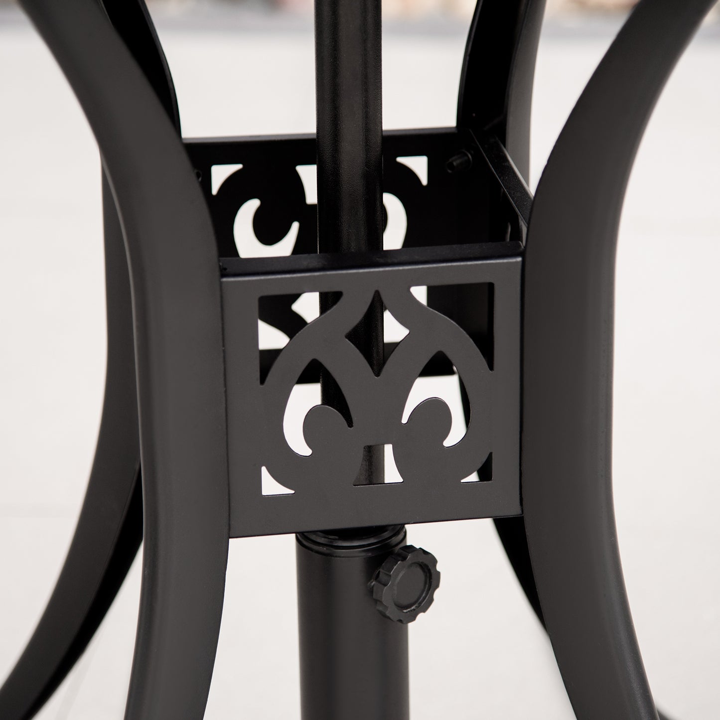 30-inch Round Patio Dining Table with Umbrella Hole Cast Aluminium Outdoor Bistro Table, Black