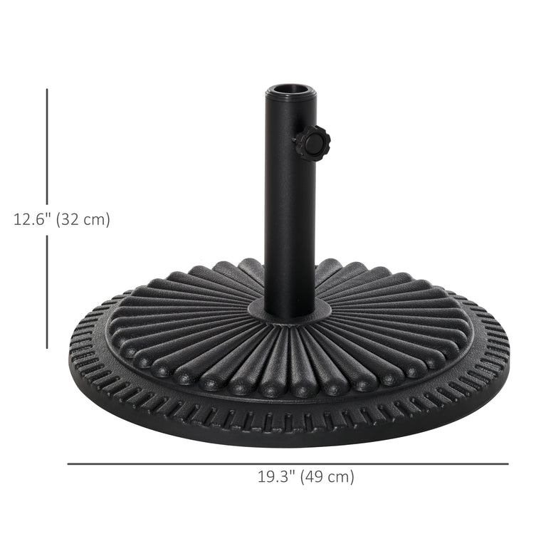 Black Round Cement Umbrella Base for 1.4-2" Poles