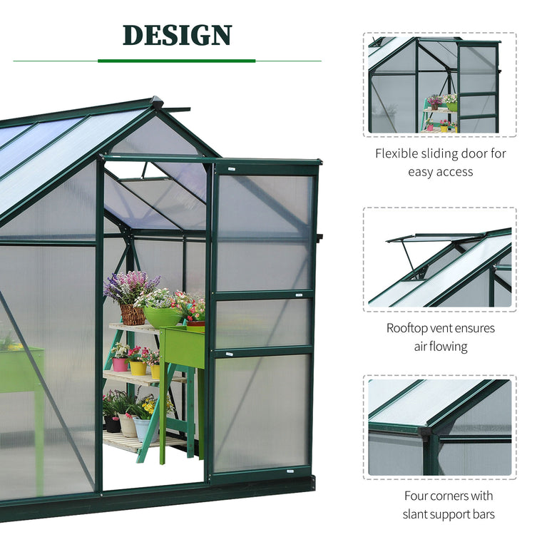 6.2' x 6.3' x 6.6' Clear Polycarbonate Greenhouse Aluminum Frame