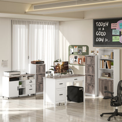 Mobile Printer Stand with Charging Station & Lock - White