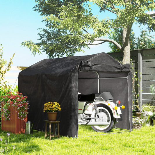 Outdoor Storage Shed, UV Resistant Bike Tent with Roll-up Zipper Door, Portable Shed for Bike, Motorcycle, Black