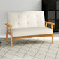 45" 2 Seat Sofa, Upholstered Two Seater Couch with Rubber Wood Legs for Bedroom, Living Room, Beige