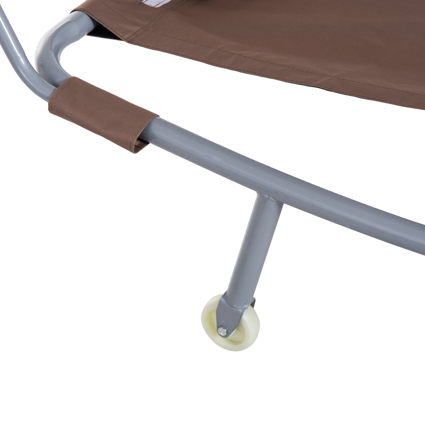 79" Outdoor Lounge Chair with Canopy, Double Chaise Lounger Hammock Bed w/ Pillow and Wheels, Brown