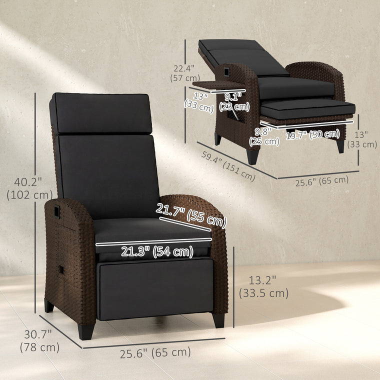 Recliner Chair with Adjustable Backrest & Side Tray