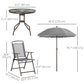 6 Pieces Outdoor Dining Set for 4 with Umbrella Patio Outdoor Furniture Set with Round Table 4 Folding Chairs Grey