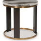 Jazmore - Brown / Brass Finish - Round End Table