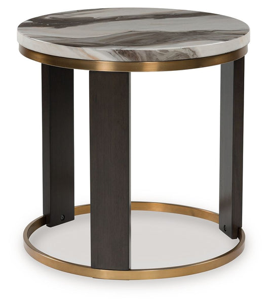 Jazmore - Brown / Brass Finish - Round End Table