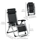 Folding Garden Chairs Set of 2, Reclining Zero Gravity Chair, Sun Lounger with Cushion and Headrest, Dark Grey