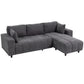 Sectional Couch with Integrated Seat, 3 Seater L-Shaped Sofa with Changeable Chaise, Spring Cushion, 2 Pillows, Grey
