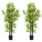 5FT Artificial Bamboo Tree, Faux Decorative Plant in Nursery Pot for Indoor Decor, Set of 2