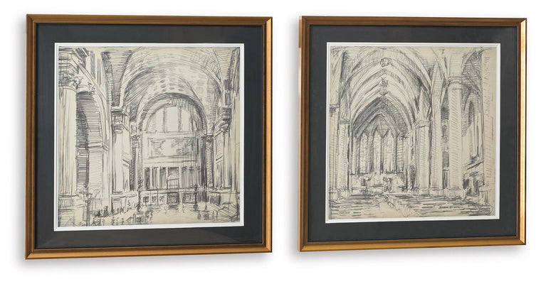 Downyard - Wall Art Set (Set of 2) - Black / Beige