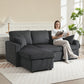 81" Sofa Bed, 2 In 1 Pull Out Sleeper Sofa Bed with Storage, Corduroy Convertible Couch for Living Room, Dark Grey