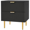 Nightstand with 2 Drawers and Metal Legs - Black