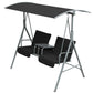 2-Seater Outdoor Porch Swing with Adjustable Canopy and Table, Patio Swing Chair for Garden, Poolside, Backyard, Black
