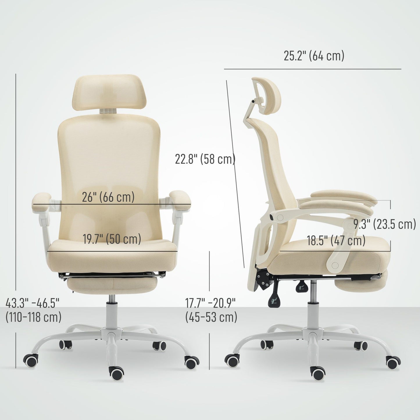 Ergonomic Mesh Office Chair with Lumbar Support - Beige