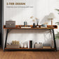 71" Extra Long Console Table with Storage Shelf and Guardrails, Industrial Entryway Table for Living Room, Rustic Brown