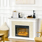 47" Electric Fireplace with Mantel, 1400W Freestanding Fireplace Heater with Remote Control, Overheat Protection, Timer, White