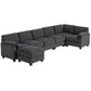 Oversized U-Shaped Modular Sectional - Charcoal Grey