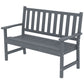 Outdoor Bench, HDPE Weatherproof Garden Bench, 2-Person Garden Seating with Slatted Seat