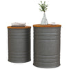 Set of 2 Round Nesting Tables with Storage - Grey