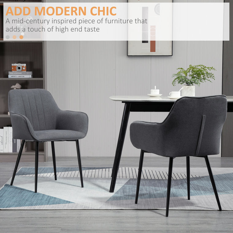 Set of 2 Upholstered Linen Dining Chairs