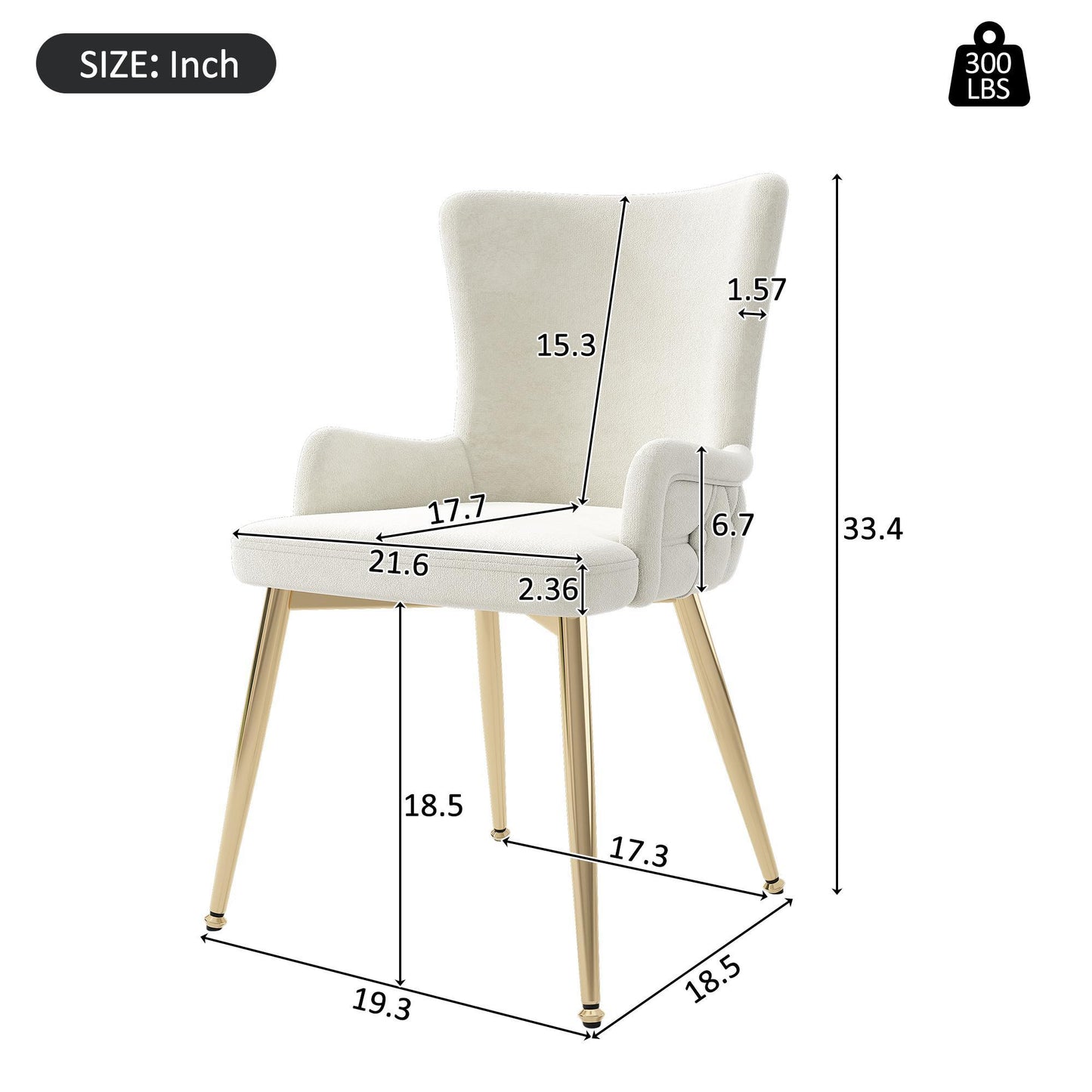Set of 4 Velvet Dining Chairs with Solid Wood Frame and Iron Legs, Upholstered Leisure Chair for Families, 21.5'' L x 20.5'' W x 33.5'' H, Beige