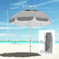 6 ft Beach Umbrella Portable with Sand Anchor, Carry Bag, Adjustable Height & Tilt, UPF50+ UV Protection, Grey
