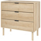 3-Drawer Fluted Dresser with Solid Wood Legs - Oak