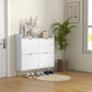 Shoe Storage Cabinet with 4 Flip Drawers and Adjustable Shelf, Shoe Cabinet for 16 Pairs of Shoes, White