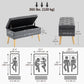 Storage Ottoman with Lid, Velvet Upholstered Storage Bench with Wood Legs for Living Room, Charcoal Grey