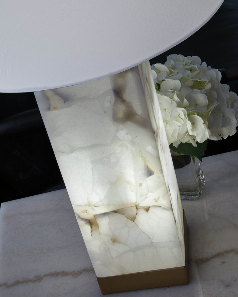 Linderfield - White / Gold Finish - Alabaster Table Lamp - Forward Furniture
