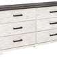 Shawburn - White / Black / Gray - Six Drawer Dresser - Pewter-tone Pulls