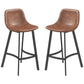 Counter Height Stools Set of 2, Upholstered Kitchen Stool with Back and Steel Legs