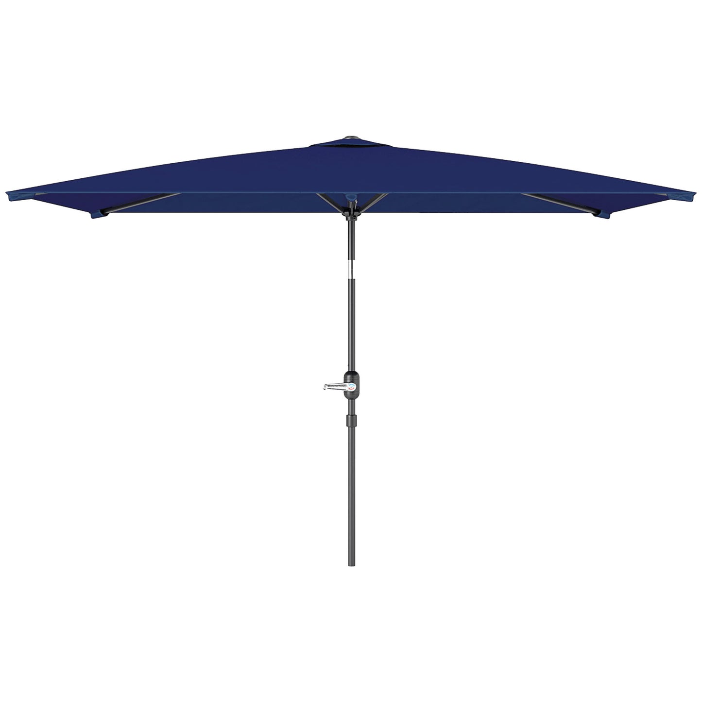 6.5x9.6ft Rectangle Aluminum Tilt Patio Umbrella, Garden Market Parasol, Outdoor Sunshade Canopy with Crank, Navy Blue