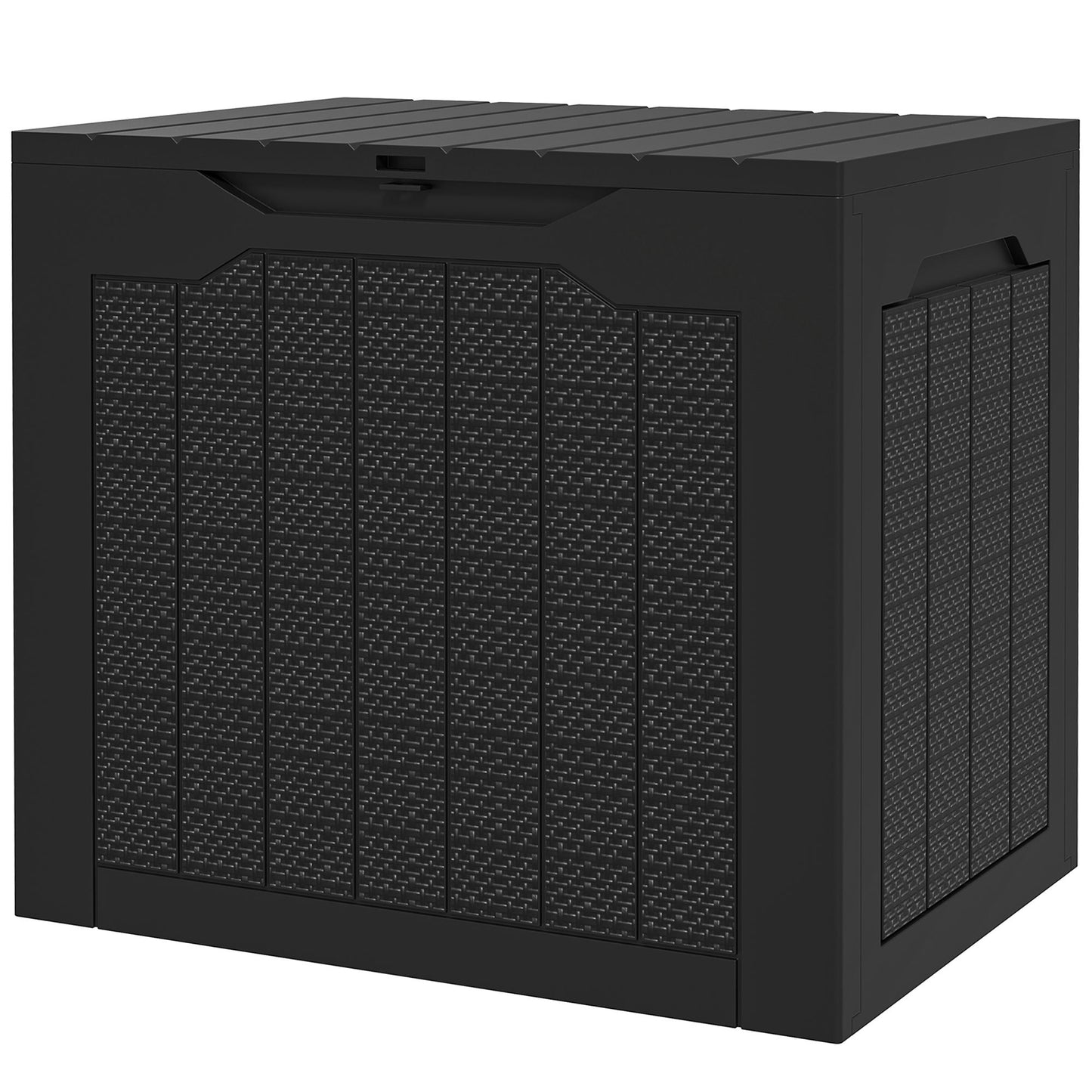 28 Gallon Deck Box, Resin Outdoor Storage Box with Handles, Waterproof and UV Resistant Storage Container
