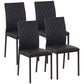 Modern Dining Chairs Set of 4, Upholstered Faux Leather Kitchen Chairs with Rhombic Tufting and Metal Legs for Living Room, Black