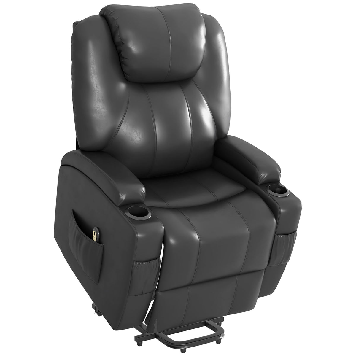Power Recliner, Electric Lift Chair for Elderly with Footrest, Remote Control, Side Pockets and Cup Holders, Grey