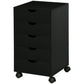File Cabinet with 5 Drawer Wheels, 15.7" x 15.7" x 26.4", Black