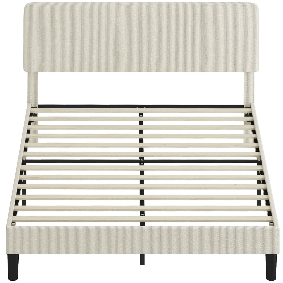 Queen Platform Bed Frame with Adjustable Headboard - Light Grey