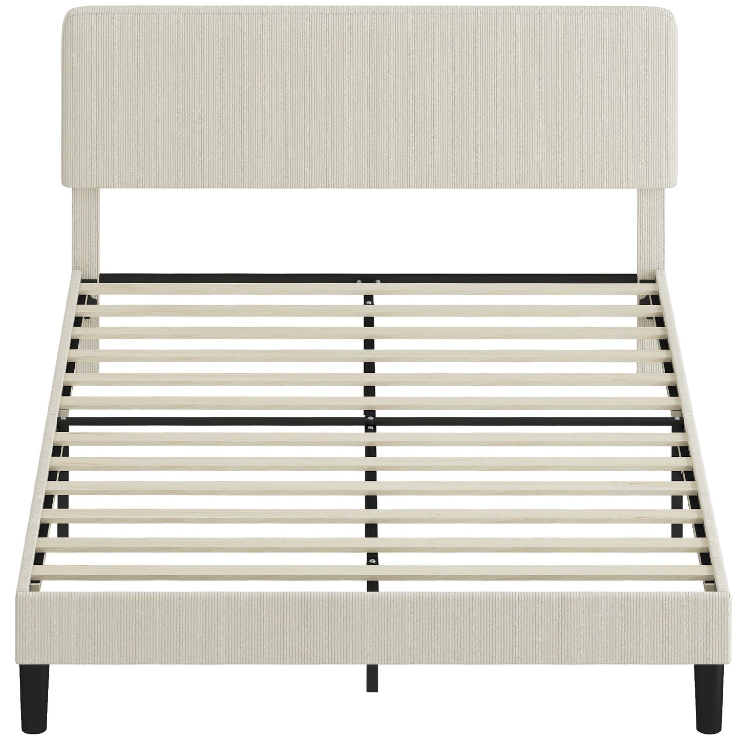 Queen Platform Bed Frame with Adjustable Headboard - Light Grey