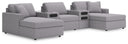 5 Pc. Double Storage Chaise Sectional With 2 Audio System Consoles