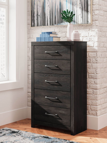 Hollivern - Dark Gray - Five Drawer Chest - Forward Furniture