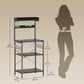 Kitchen Baker's Rack with Power Outlet, Coffee Bar Station with Adjustable Shelves and Hooks, Distressed Black