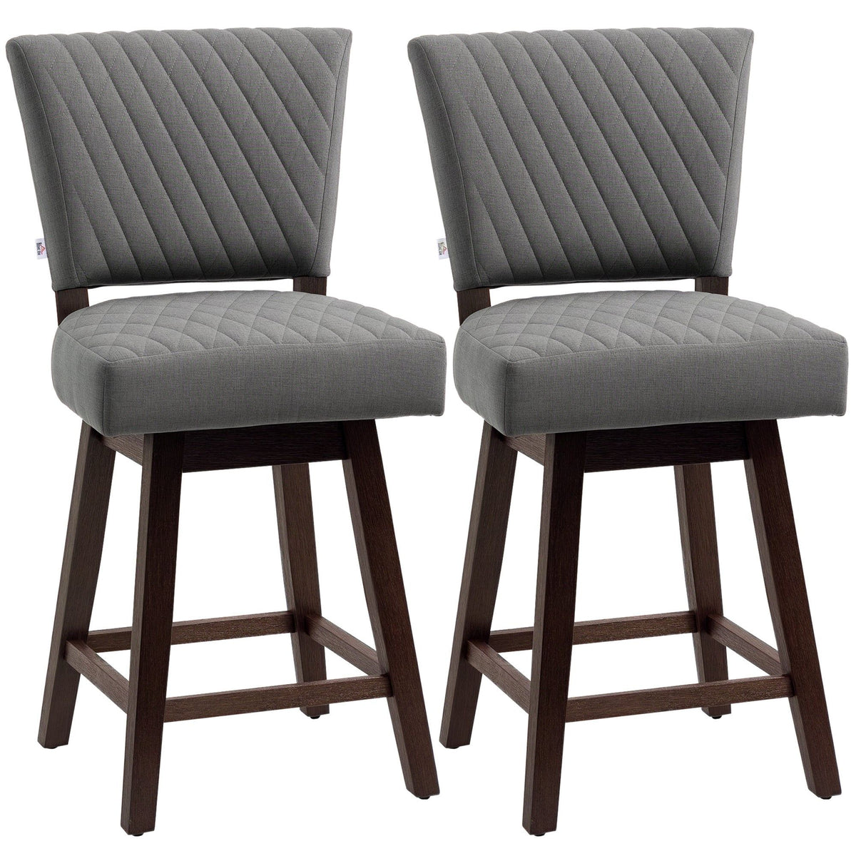 Swivel Counter Height Bar Stools Set of 2 - Dark Grey