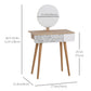 Vanity Desk with Mirror, Makeup Vanity with Drawer and Height Adjustable Mirror, Dressing Table with Wood Legs for Bedroom, Oak