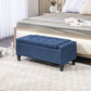 Tufted Linen Storage Ottoman Bench - Dark Blue