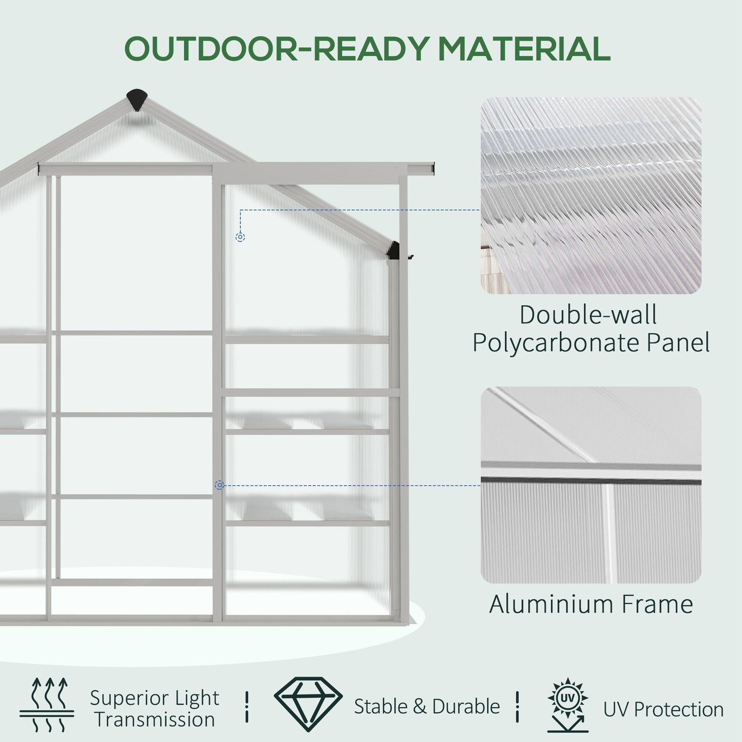 6.3' x 2.3' x 6.1' Outdoor Polycarbonate Greenhouse with 3-Tier Shelves, Cold Frame Greenhouse with Sliding Door and Aluminum Frame