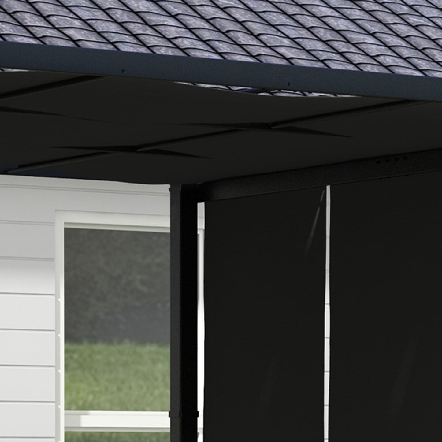 Metal Pergola, Outdoor Pergola with Retractable Canopy, for Garden, Patio, Backyard, Deck