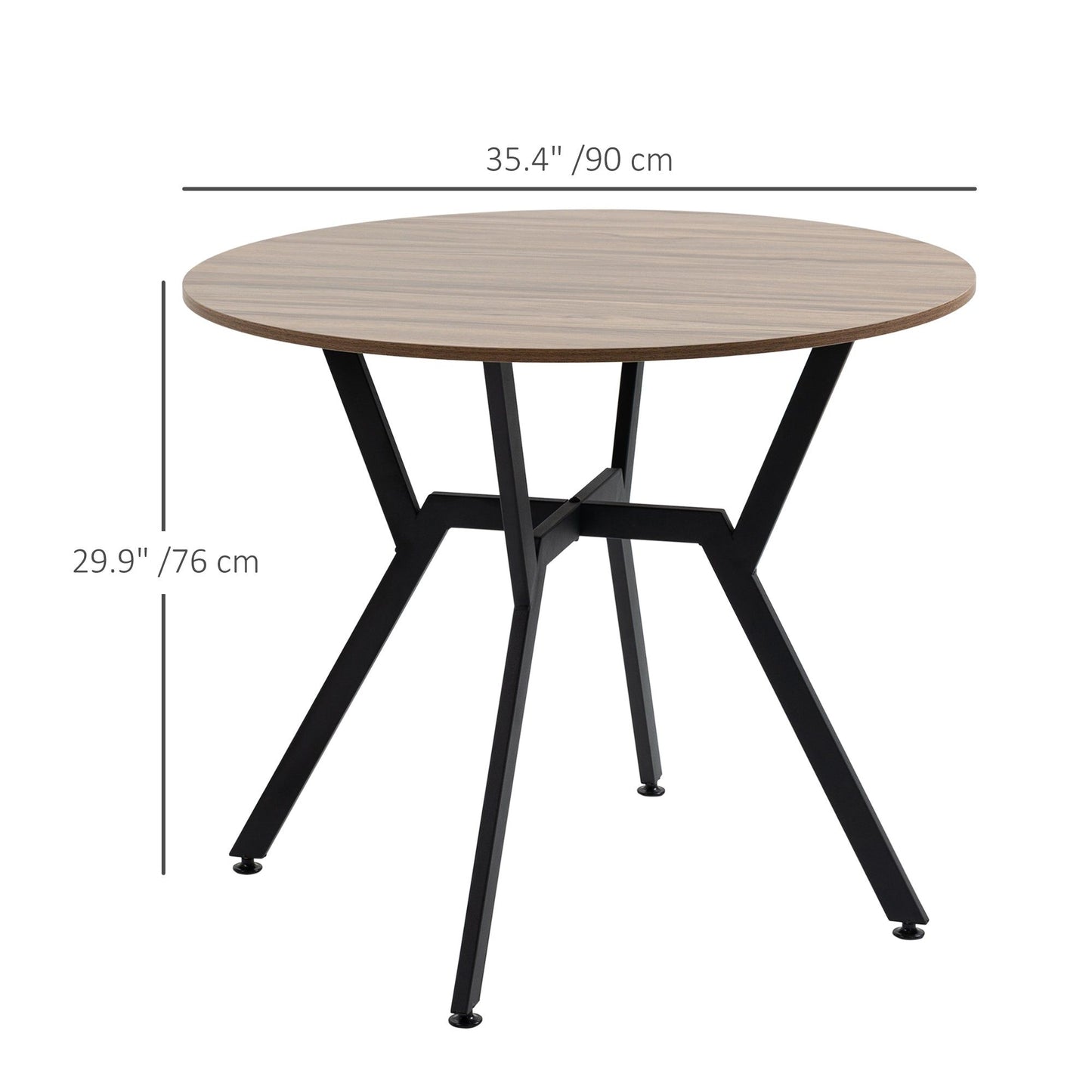 35" Round Dining Table with Steel Frame - Brown