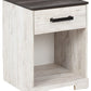 Shawburn - White / Black / Gray - One Drawer Night Stand - Open Cubby